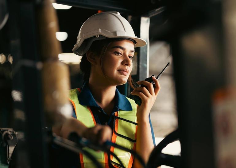 Woman driving forklift in North Carolina
