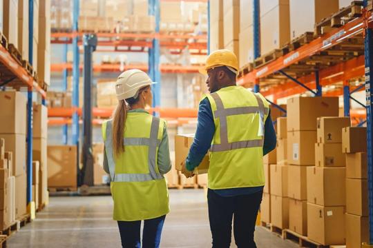 Temporary employees in warehouse